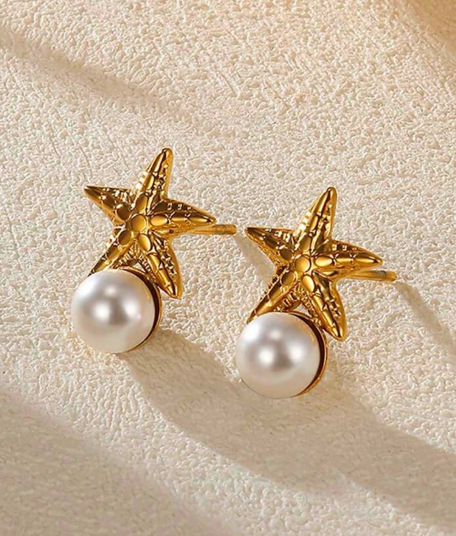 Starfish Pearl Earrings 